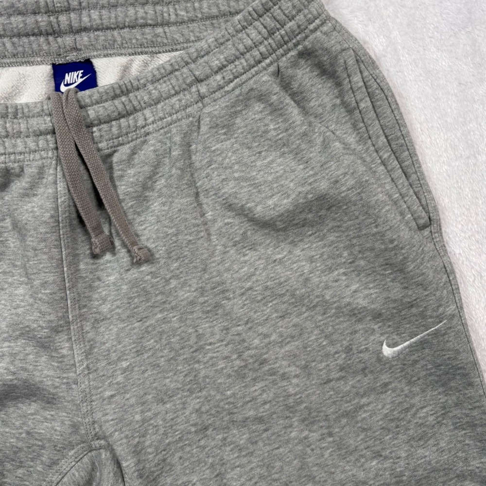 Nike Sweatpants Men XL Gray Embroider Swoosh Club Fleece Straight Open Hem Pants